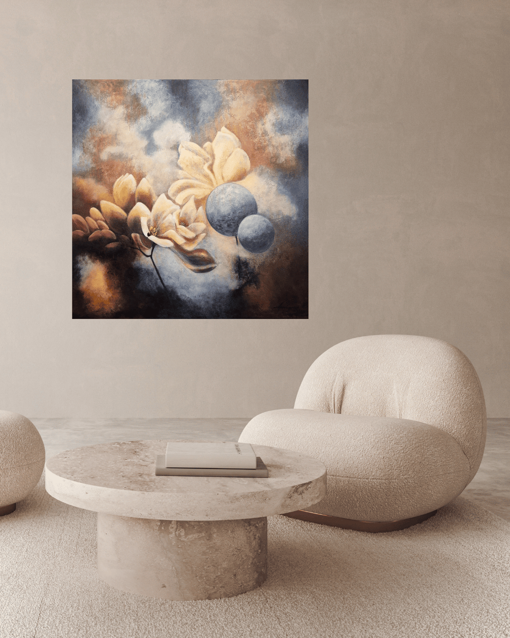 "Finding the Light 2026 — original oil painting 100×100 cm by Swedish artist Annikaprana"