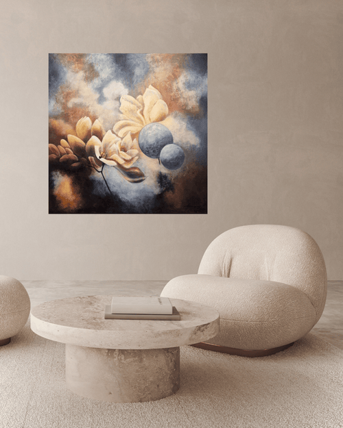 "Finding the Light 2026 — original oil painting 100×100 cm by Swedish artist Annikaprana"