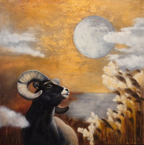 "Enjoying the Light — original oil painting 60×60 cm by Swedish artist Annikaprana"