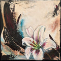 Original painting 'Seeking the Light 5' 2025 by Annikaprana, mixed media acrylic and oil on stretched canvas, 20×20 cm, white lily turning towards light