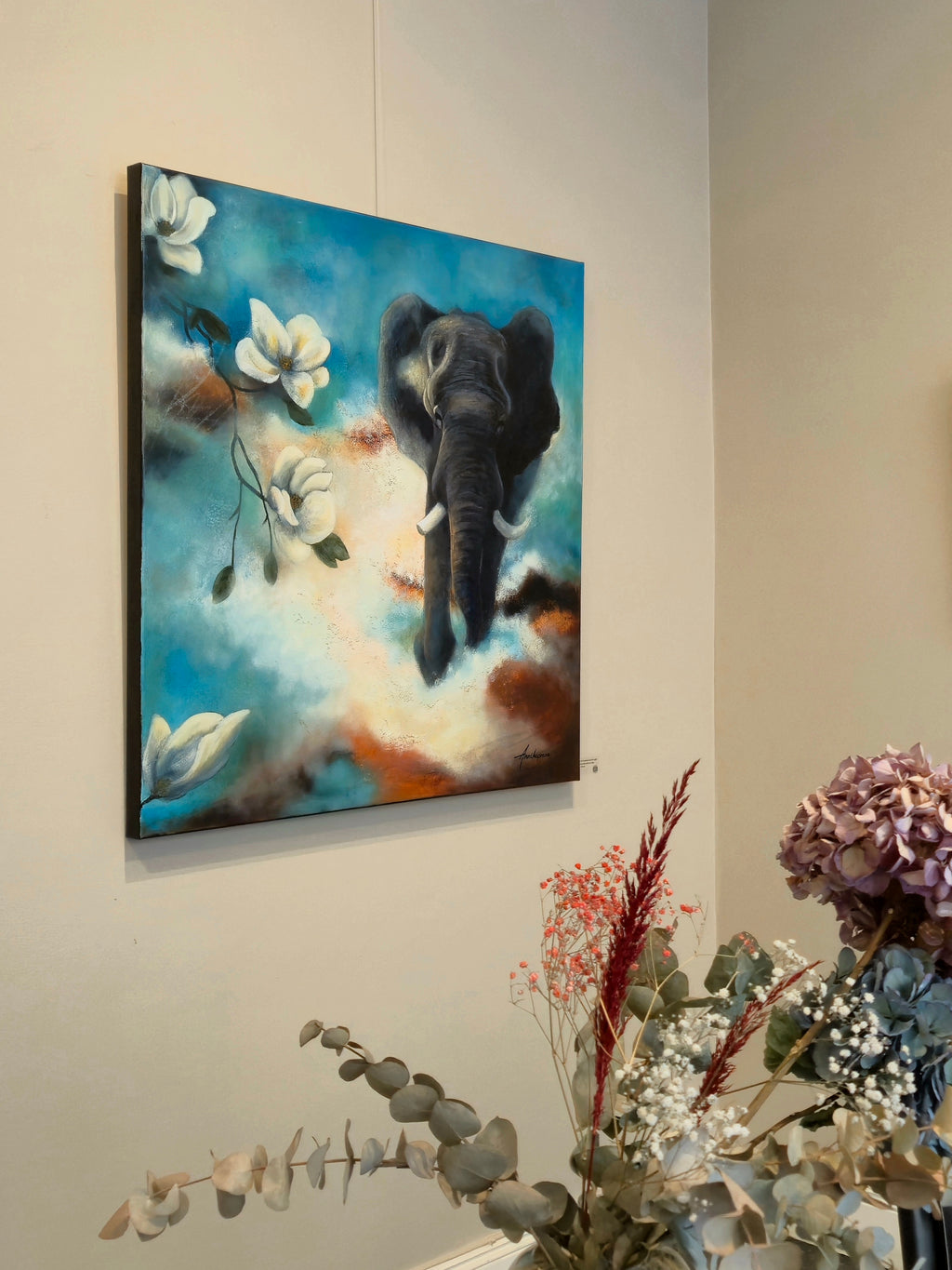 "The Power of Stepping into the Light 2026 — original oil painting 100×100 cm by Swedish artist Annikaprana"