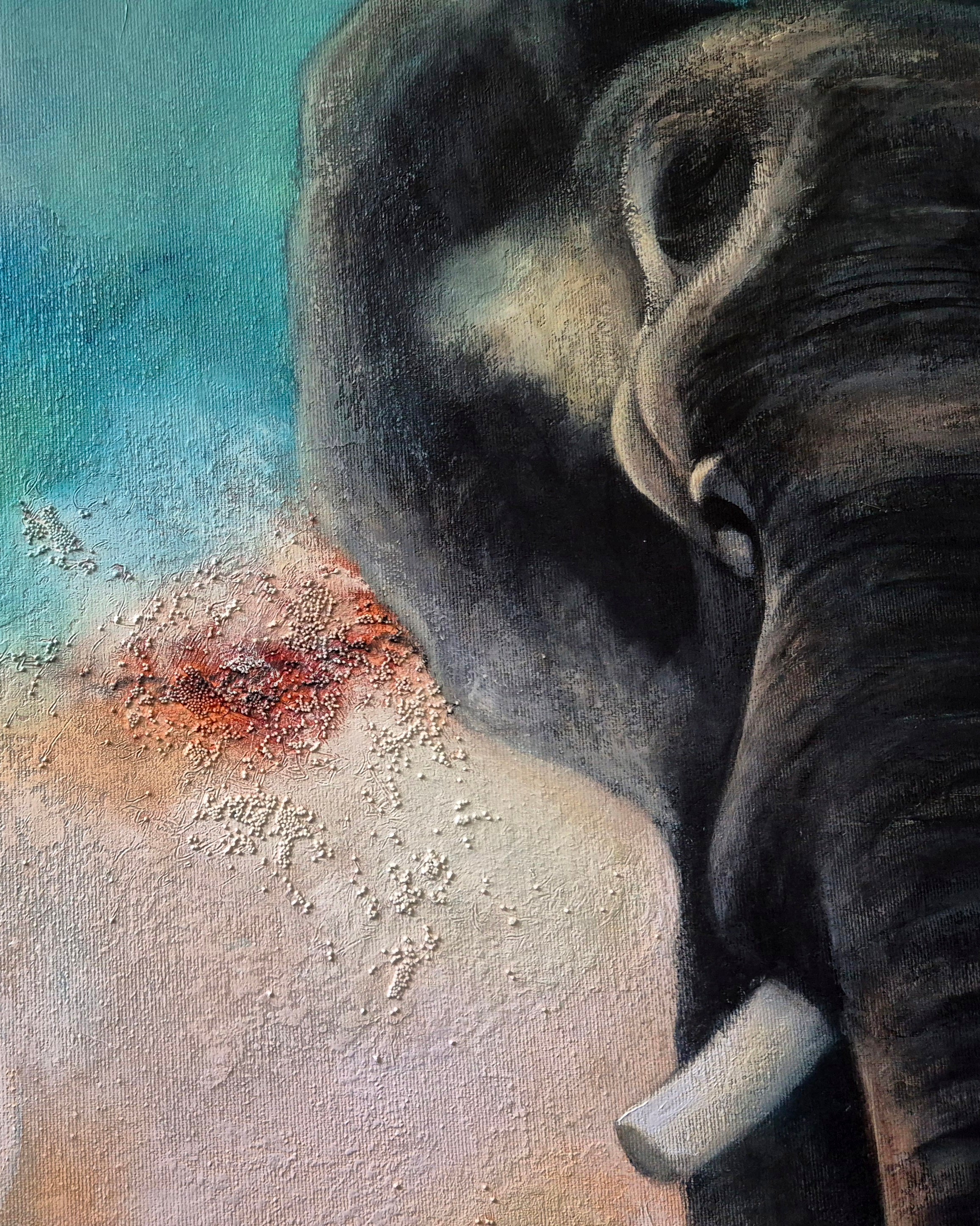 "Detail shot — The Power of Stepping into the Light 2026, oil on canvas by Annikaprana"