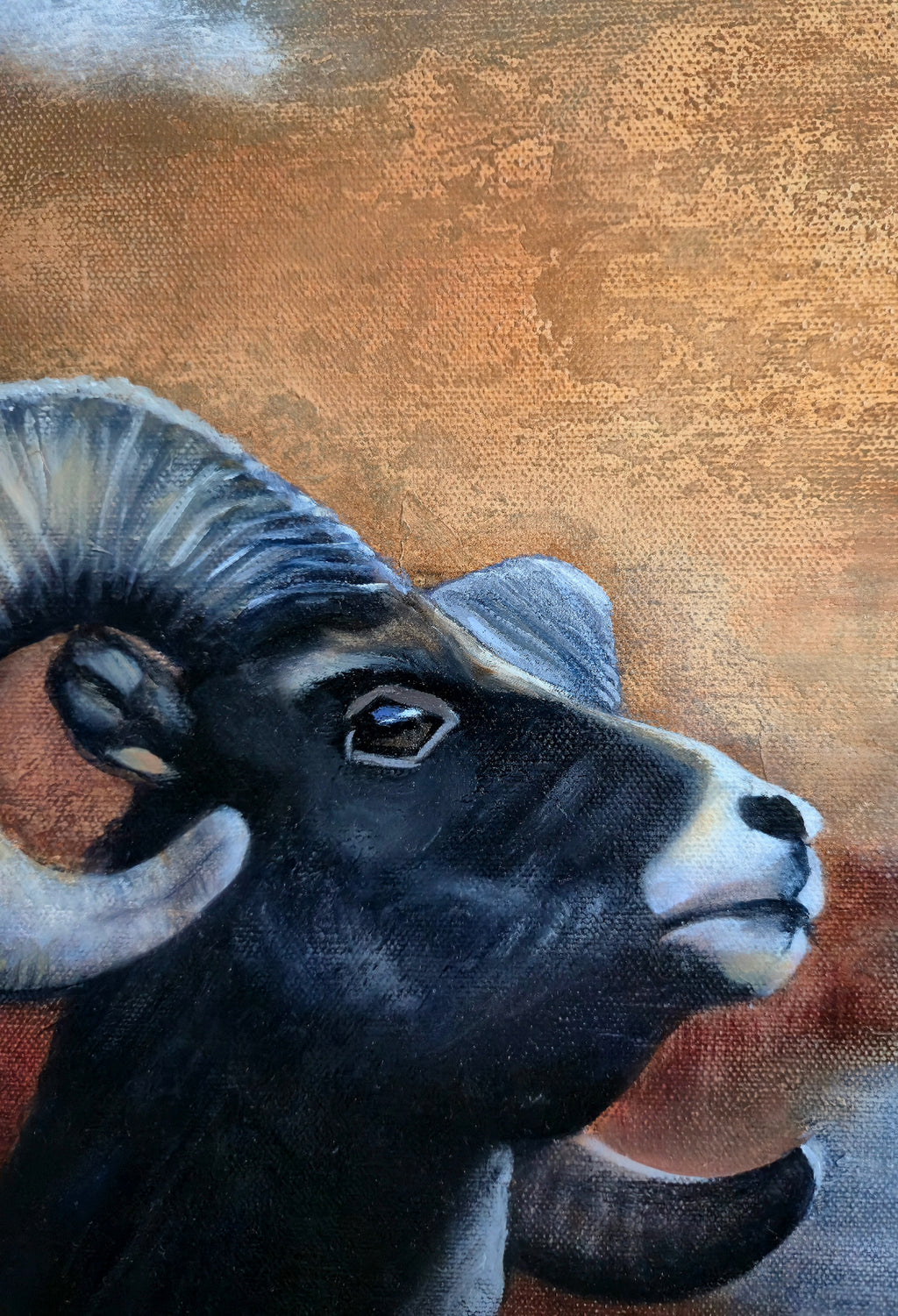 "Detail shot — Enjoying the Light, oil on canvas by Annikaprana"
