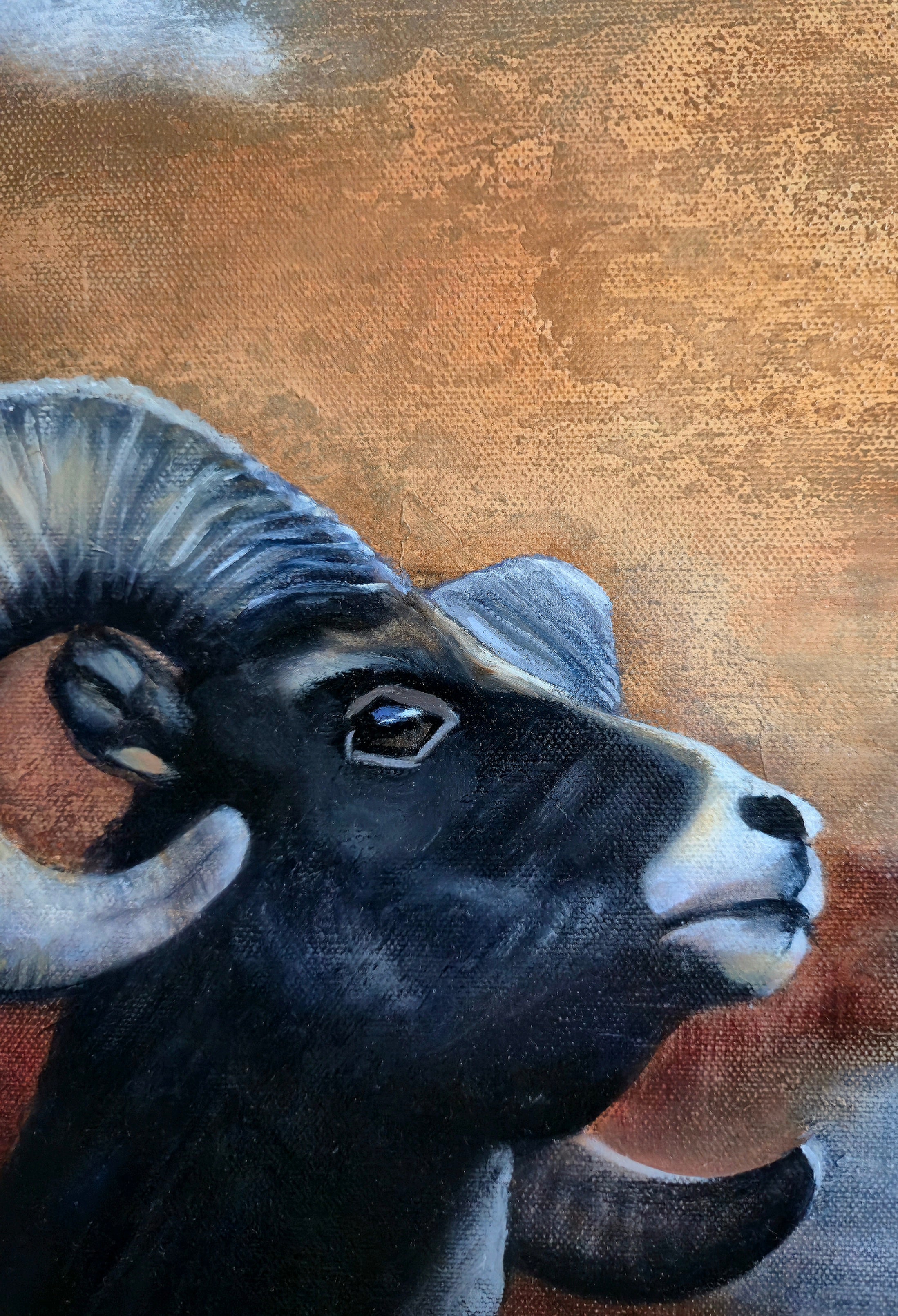 "Detail shot — Enjoying the Light, oil on canvas by Annikaprana"