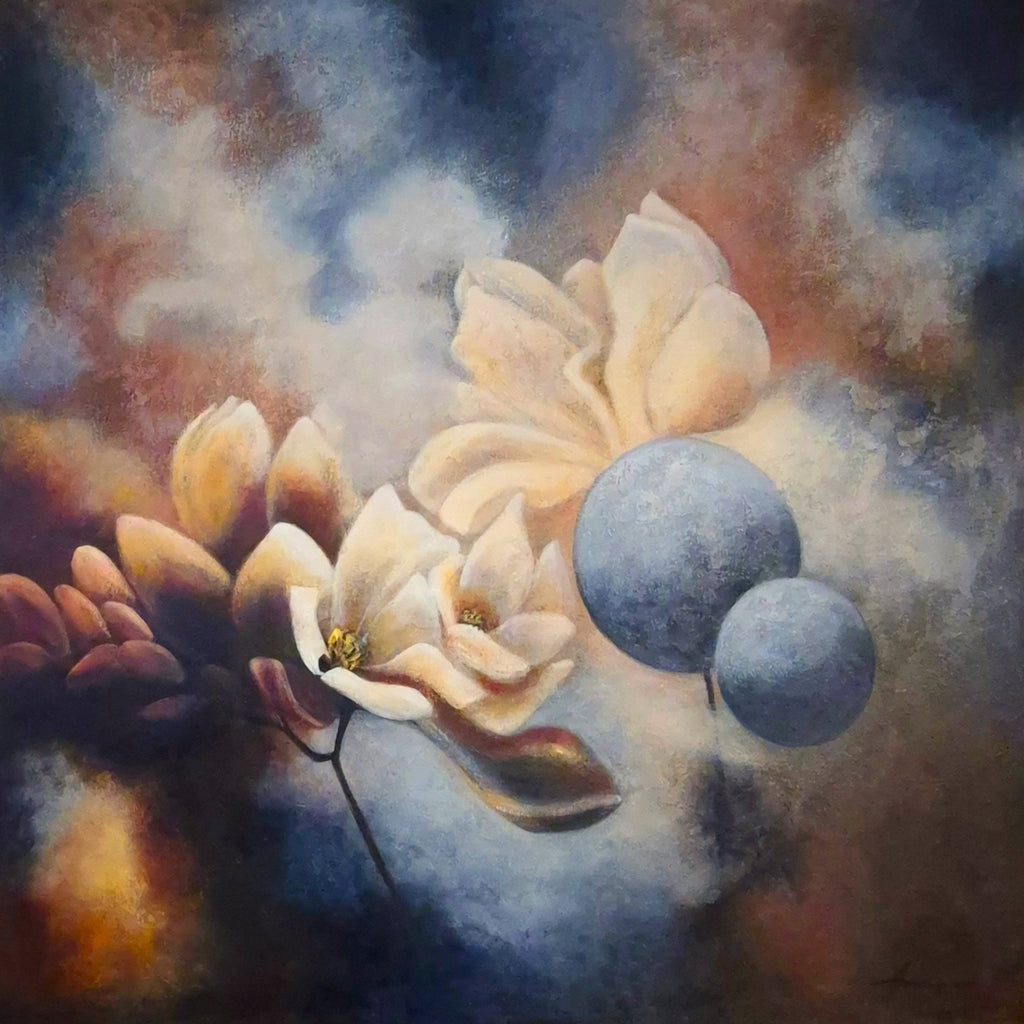"Finding the Light 2026 — original oil painting 100×100 cm by Swedish artist Annikaprana"