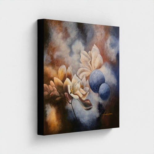 "Finding the Light 2026 — fine art canvas print with black 4 cm border by Swedish artist Annikaprana"