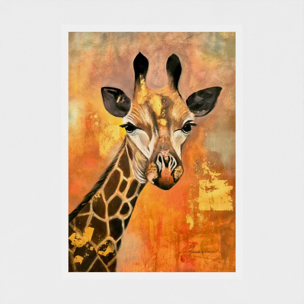 "Enjoying the Golden Glow Sunlight" — fine art giclée print with white border on Hahnemühle German Etching paper, by Swedish artist Annikaprana.
